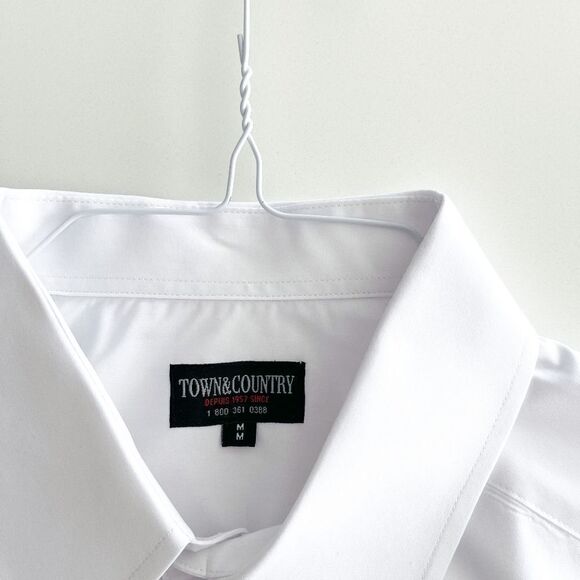 Town & Country Mens Button Down Shirt Long Sleeve Classic Fit White Medium - Picture 3 of 7